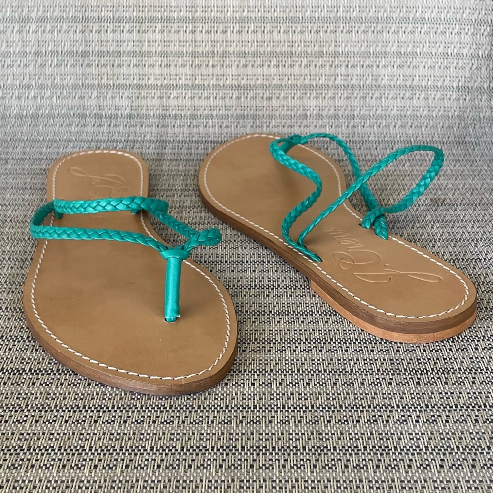 J Crew Capri Braided-Strap Flip-Flops Vivid Emerald Size 8